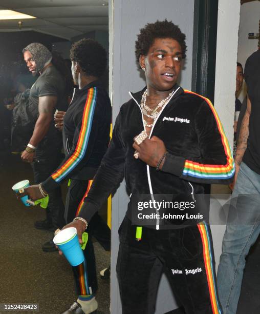 Rapper Kodak Black arrives backstage during Druski Coulda, Woulda, Shoulda Comedy Tour at James L. Knight Center on April 29, 2023 in Miami,...