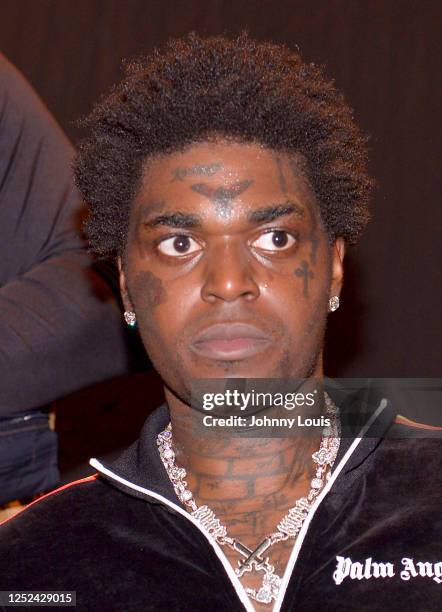 Rapper Kodak Black Poses for portrait backstage during Druski Coulda, Woulda, Shoulda Comedy Tour at James L. Knight Center on April 29, 2023 in...