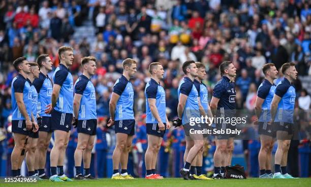 Dublin , Ireland - 30 April 2023; Dublin players before the Leinster GAA Football Senior Championship Semi Final match between Dublin and Kildare at...