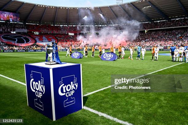 Illustration picture of the Trophy during the Belgian Croky Cup Final match between KV Mechelen and Royal Antwerp FC on April 30, 2023 in Brussels,...