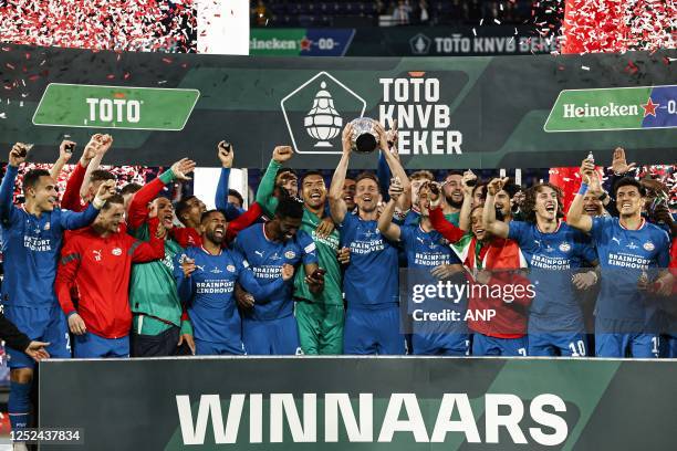 Eindhoven goalkeeper Walter Benitez, Jordan Teze of PSV Eindhoven, Armando Obispo of PSV Eindhoven, Andre Ramalho of PSV Eindhoven, Ibrahim Sangare...