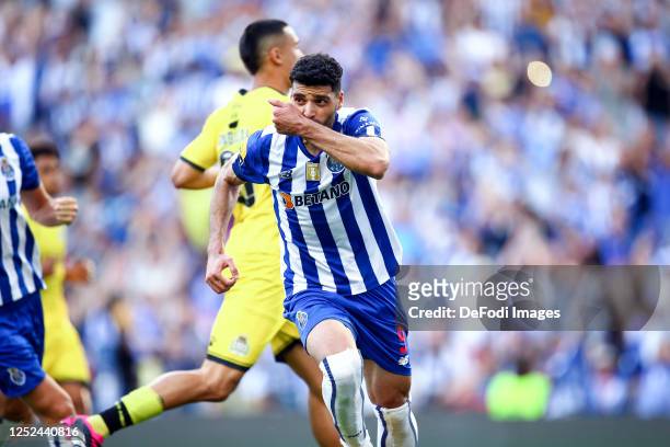 Mehdi Taremi of FC Porto celebrates after scoring his team's first goal during the Liga Portugal Bwin match between FC Porto and Boavista at Estadio...