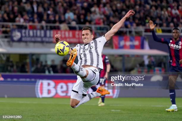 Arkadiusz Milik of Juventus FC during the Serie A match between Bologna FC and Juventus FC at Stadio Renato Dall'Ara, Bologna, Italy on 30 April 2023.