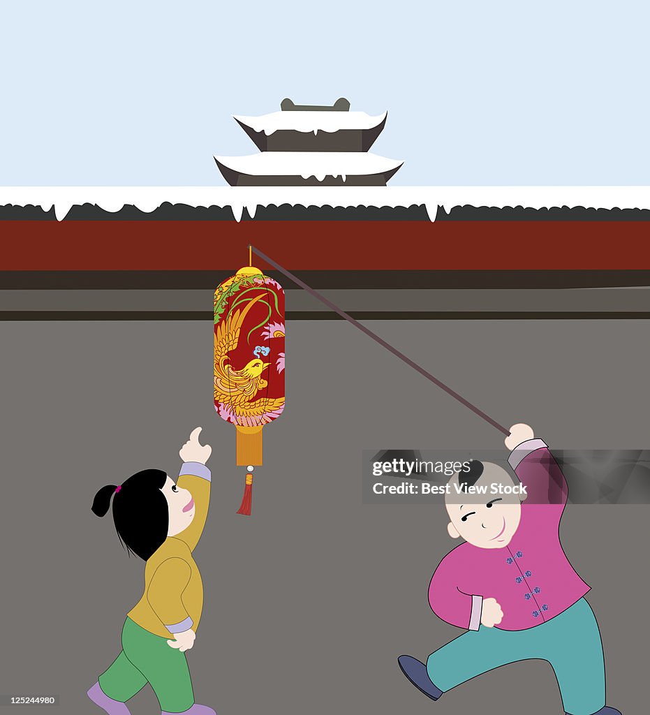 Kids celebrating Spring Festival