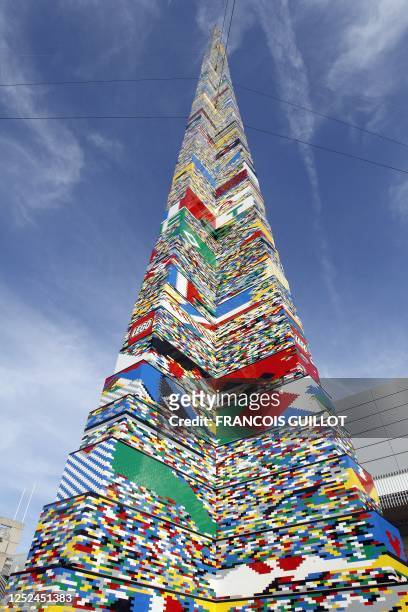 Picture shows the world's highest Lego tower with 30,60 meter , more than 500.000 little bricks and a weight of 1.500 kg, on October 24, 2011 in...