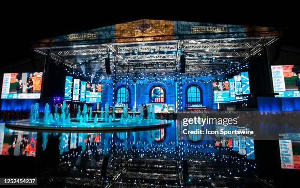 Graphically lit Union Station on display during Round One of the 2023 NFL Draft on Thursday April 27, 2023 at Union Station in Kansas City, MO.