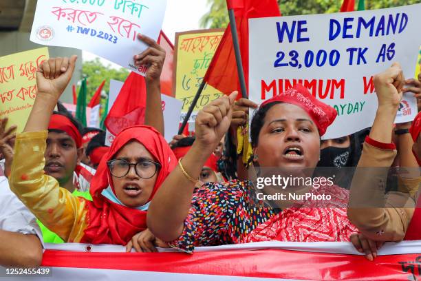 Activists join a rally observing the International Workers' Day in the capital city of Dhaka in Bangladesh on May 1, 2023. Rallies and protests are...