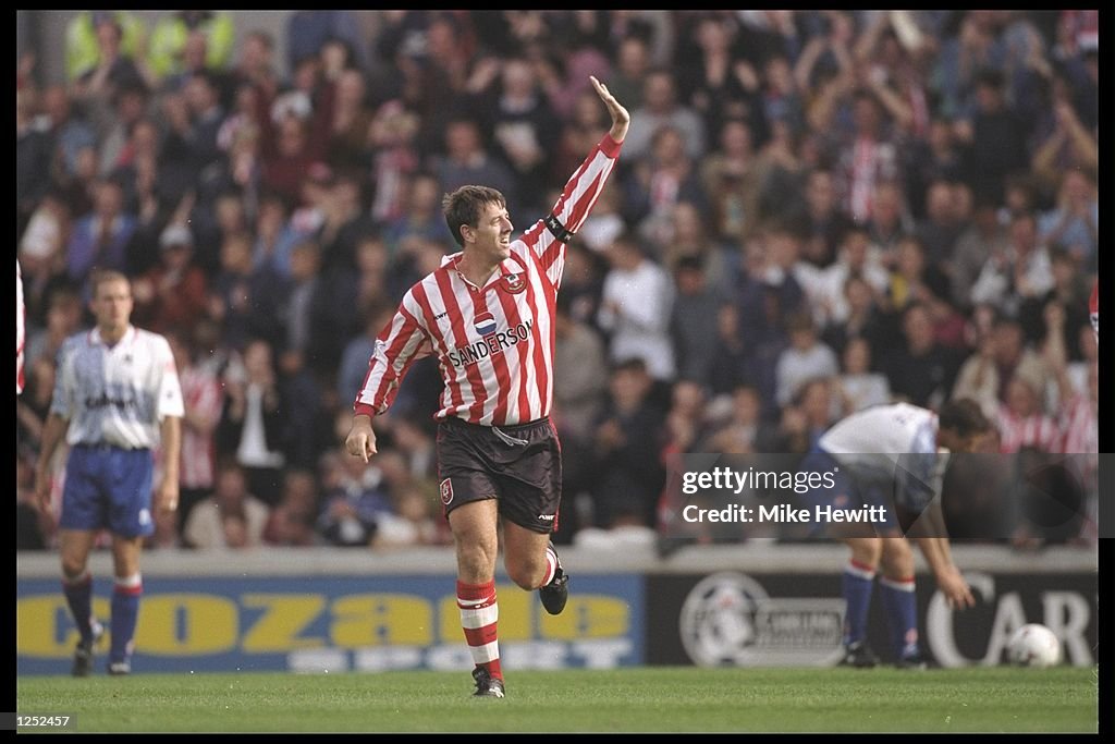 Matt Le Tissier of Southampton celebrates his two goals