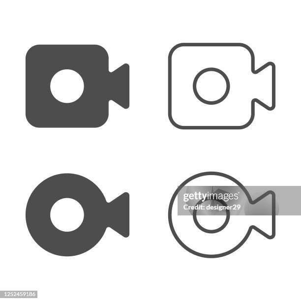live stream and video camera icon set vector design. - camera logo stock illustrations