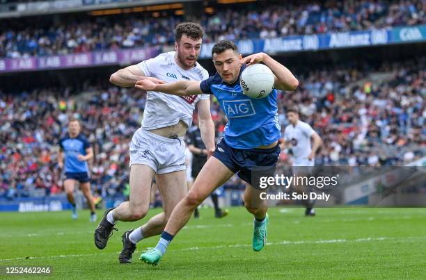 Dublin , Ireland - 30 April 2023; Colm Basquel of Dublin in action against Kevin Flynn of Kildare during the Leinster GAA Football Senior...