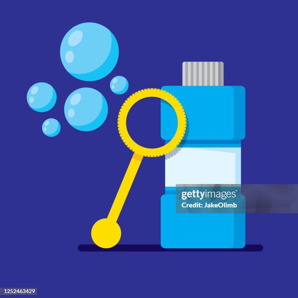 stockillustraties, clipart, cartoons en iconen met bubble wand pictogram plat - bellenblaas