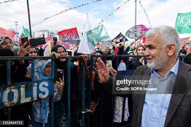 Islamic Kurdish party Free Cause Party Chairman Zekeriye Yapicioglu is seen greeting the participants during an event. The birth of the Islamic...