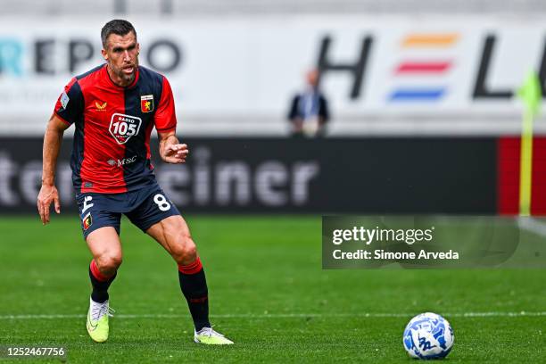 Kevin Strootman of Genoa is seen in action during the Serie B match between Sudtirol and Genoa CFC at Stadio Druso on May 1, 2023 in Bolzano, Italy.