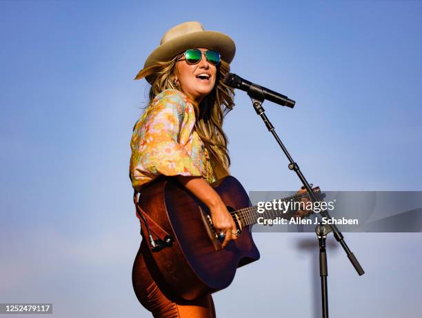 Singer-songwriter Lainey Wilson performs on the Mane Stage at the three-day Stagecoach Country Music Festival at the Empire Polo Club in Indio...