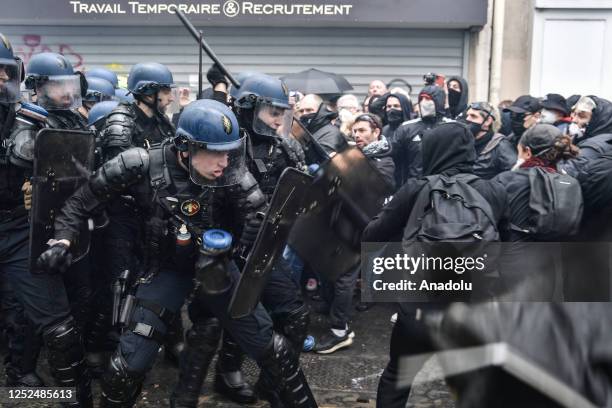 Protests continue on Labour Day against the governmentâs pension reform in Paris, France on May 1, 2023. Clashes occured between riot police and...