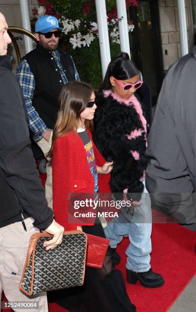 Scott Disick, Penelope Disick, and North West are seen on May 1, 2023 in New York City.