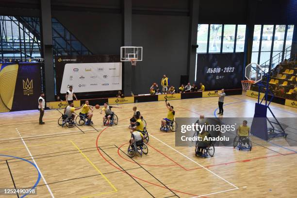 Veterans of the Russian-Ukrainian war compete in wheelchair basketball during the Invincible Games in Lviv, Ukraine on April 29, 2023. The Invincible...