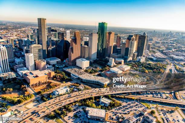 houston aerial view - downtown houston stock pictures, royalty-free photos & images