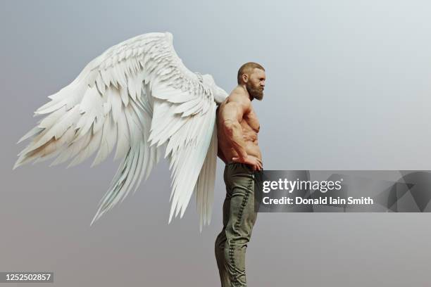 angel series - man angel wings stock pictures, royalty-free photos & images