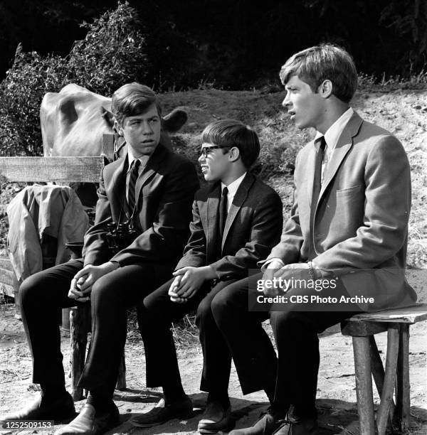 My Three Sons. A CBS television family sitcom. October 17, 1966. Pictured from left is Barry Livingston , Stanley Livingston , Don Grady .