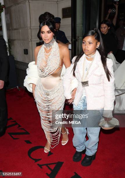 Kim Kardashian and North West are seen leaving the Ritz Hotel on May 01, 2023 in New York City.