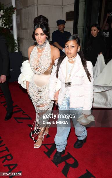 Kim Kardashian and North West are seen leaving the Ritz Hotel on May 01, 2023 in New York City.