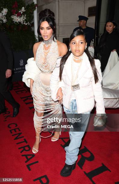 Kim Kardashian and North West are seen leaving the Ritz Hotel on May 01, 2023 in New York City.