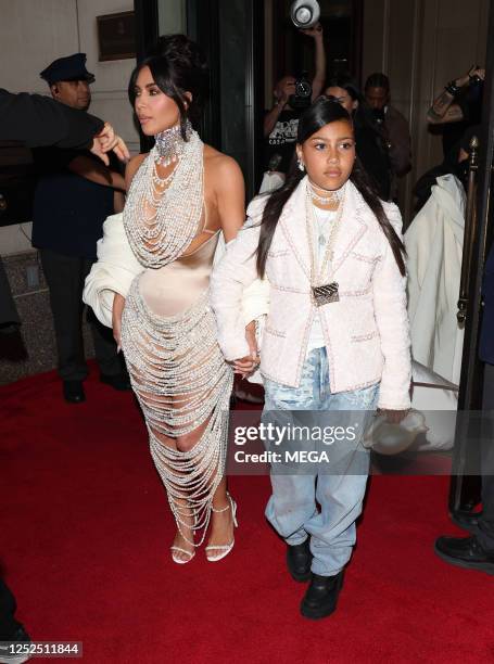 Kim Kardashian and North West are seen leaving the Ritz Hotel on May 01, 2023 in New York City.