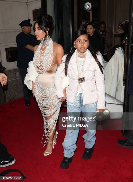 Kim Kardashian and North West are seen leaving the Ritz Hotel on May 01, 2023 in New York City.