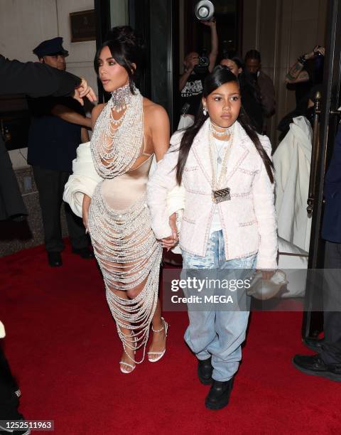 Kim Kardashian and North West are seen leaving the Ritz Hotel on May 01, 2023 in New York City.