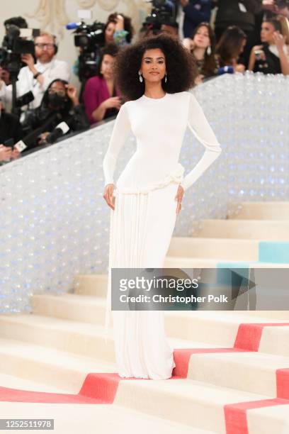 Imaan Hammam at the 2023 Met Gala: Karl Lagerfeld: A Line of Beauty held at the Metropolitan Museum of Art on May 1, 2023 in New York, New York.