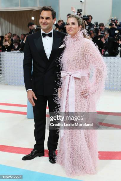 Roger Federer and Mirka Federer at the 2023 Met Gala: Karl Lagerfeld: A Line of Beauty held at the Metropolitan Museum of Art on May 1, 2023 in New...