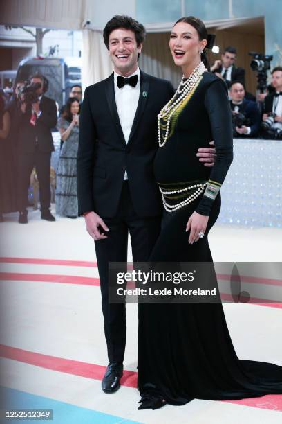 Karlie Kloss and Joshua Kushner at the 2023 Met Gala: Karl Lagerfeld: A Line of Beauty held at the Metropolitan Museum of Art on May 1, 2023 in New...