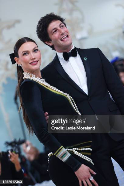 Karlie Kloss and Joshua Kushner at the 2023 Met Gala: Karl Lagerfeld: A Line of Beauty held at the Metropolitan Museum of Art on May 1, 2023 in New...