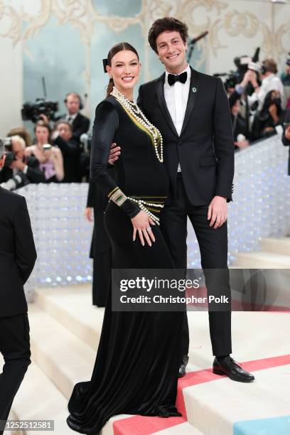 Karlie Kloss and Joshua Kushner at the 2023 Met Gala: Karl Lagerfeld: A Line of Beauty held at the Metropolitan Museum of Art on May 1, 2023 in New...