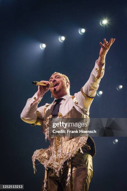 British singer Sam Smith performs live on stage during a concert at the Mercedes-Benz Arena on May 1, 2023 in Berlin, Germany.