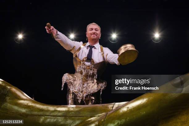 British singer Sam Smith performs live on stage during a concert at the Mercedes-Benz Arena on May 1, 2023 in Berlin, Germany.