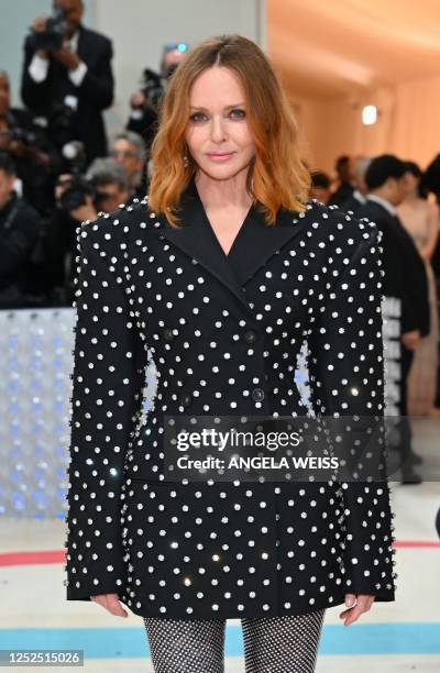 British fashion designer Stella McCartney arrives for the 2023 Met Gala at the Metropolitan Museum of Art on May 1 in New York. - The Gala raises...