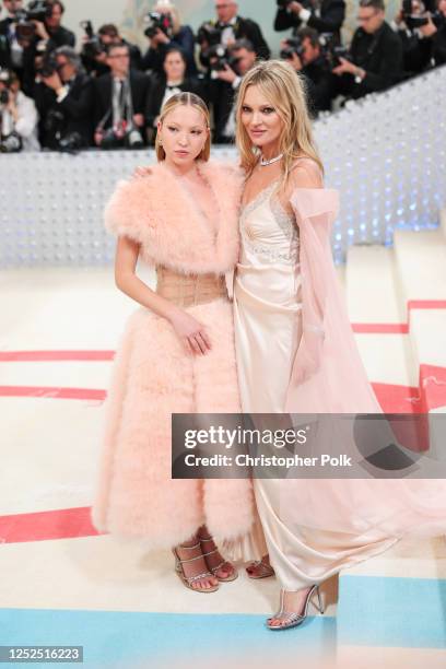 Lila Grace Moss and Kate Moss at the 2023 Met Gala: Karl Lagerfeld: A Line of Beauty held at the Metropolitan Museum of Art on May 1, 2023 in New...