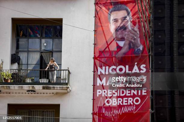 Supporters of the government of President Nicolas Maduro take part in a march to commemorate Primero de Mayo to commemorate the international workers...