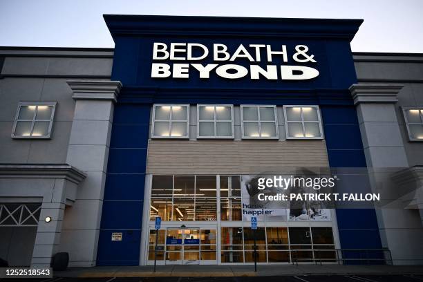 Signage is displayed outside a permanently closed Bed Bath & Beyond retail store in Hawthorne, California, on May 1, 2023. - - The home goods chain...
