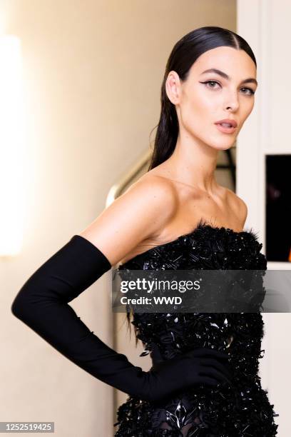 Vittoria Ceretti at The Mark Hotel before the 2023 Met Gala: Karl Lagerfeld: A Line of Beauty on May 1, 2023 in New York, New York.