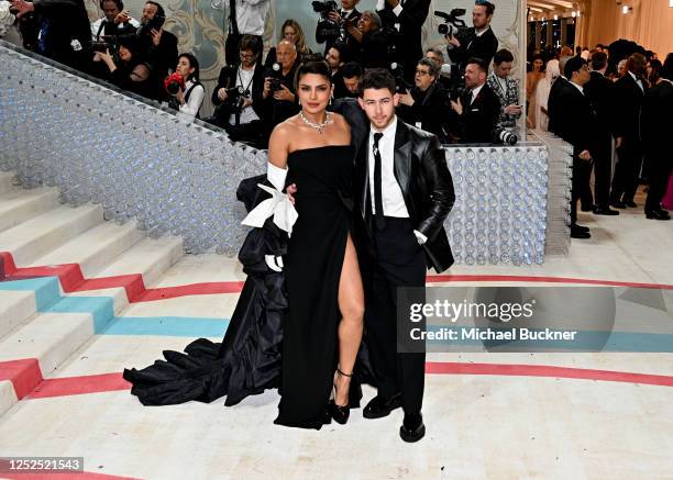 Priyanka Chopra Jonas and Nick Jonas at the 2023 Met Gala: Karl Lagerfeld: A Line of Beauty held at the Metropolitan Museum of Art on May 1, 2023 in...