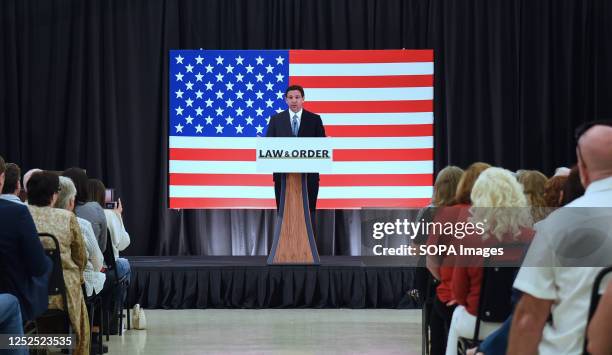 Florida Governor Ron DeSantis speaks at a press conference at the American Police Hall of Fame & Museum in Titusville. DeSantis used the event to...