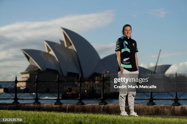 Football Fern, Rebekah Stott poses during a media opportunity following the successful bid for Australia & New Zealand to host the 2023 FIFA Women's...