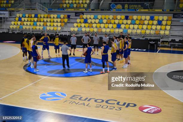Players and Head Coach of Gran Canarias during the 7DAYS EuroCup Basketball Finals Gran Canaria Training Session at Gran Canaria Arena on May 02,...