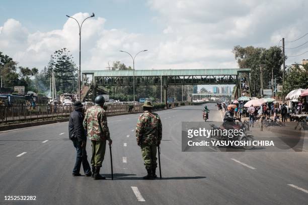 General view of the empty Thika highway after Kenyan police closed down the road to prevent the convoy of Kenya opposition leader Raila Odinga's...