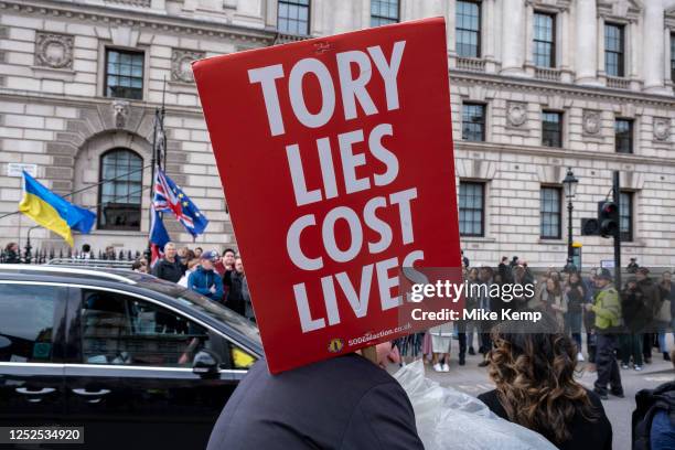 Anti-Brexit protesters continue their campaign against Brexit and the Conservative government in Westminster on 26th April 2023 in London, United...