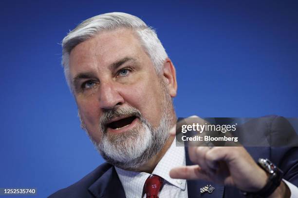 Eric Holcomb, governor of Indiana, speaks during the SelectUSA Investment Summit in National Harbor, Maryland, US, on Tuesday, May 2, 2023. The...