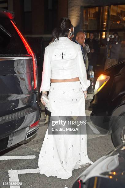 Rihanna is seen heading out for dinner on May 1, 2023 in New York City.